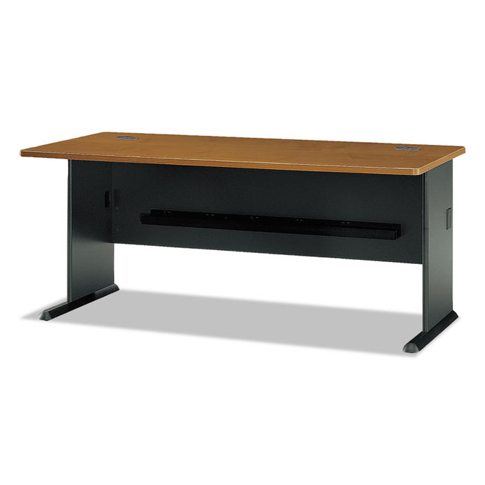 Series A Collection Workstation Desk, 71.63" x 26.88" x 29.88", Natural Cherry/Slate Gray