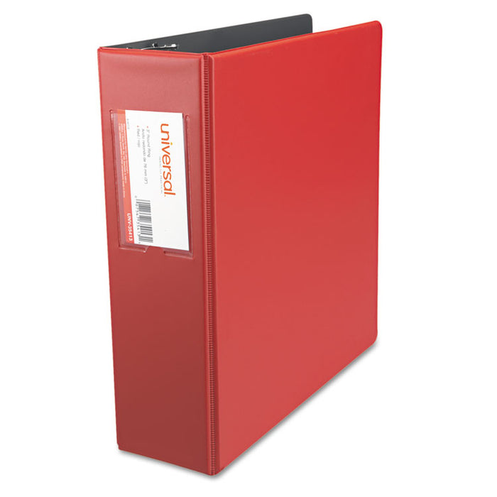 Economy Non-View Round Ring Binder, 3 Rings, 3" Capacity, 11 x 8.5, Red