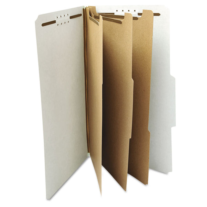 Eight-Section Pressboard Classification Folders, 3 Dividers, Legal Size, Gray, 10/Box