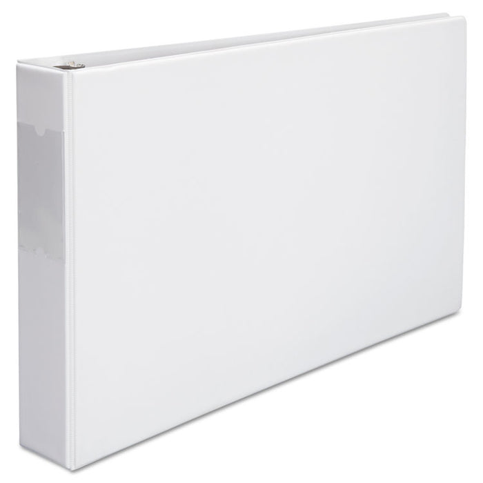 Ledger-Size Round Ring Binder with Label Holder, 3 Rings, 2" Capacity, 11 x 17, White