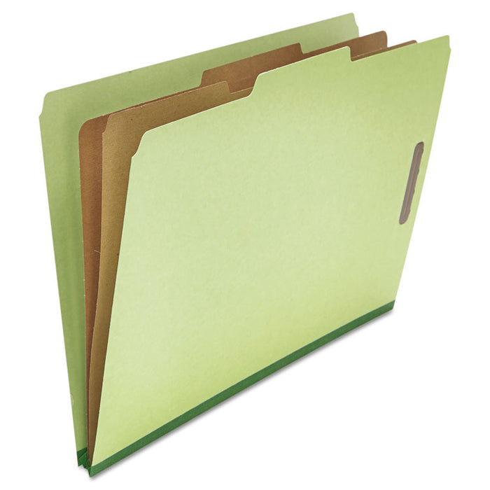 Six--Section Pressboard Classification Folders, 2 Dividers, Legal Size, Green, 10/Box