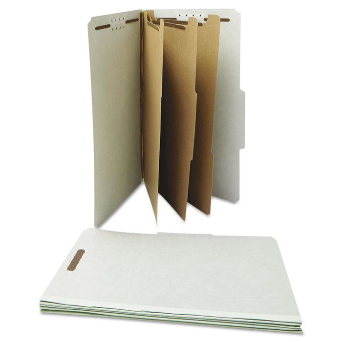 Eight-Section Pressboard Classification Folders, 3 Dividers, Legal Size, Gray, 10/Box