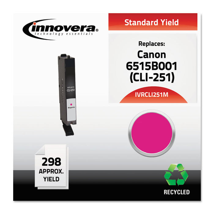 Remanufactured Magenta Ink, Replacement for CLI-251 (6515B001), 298 Page-Yield