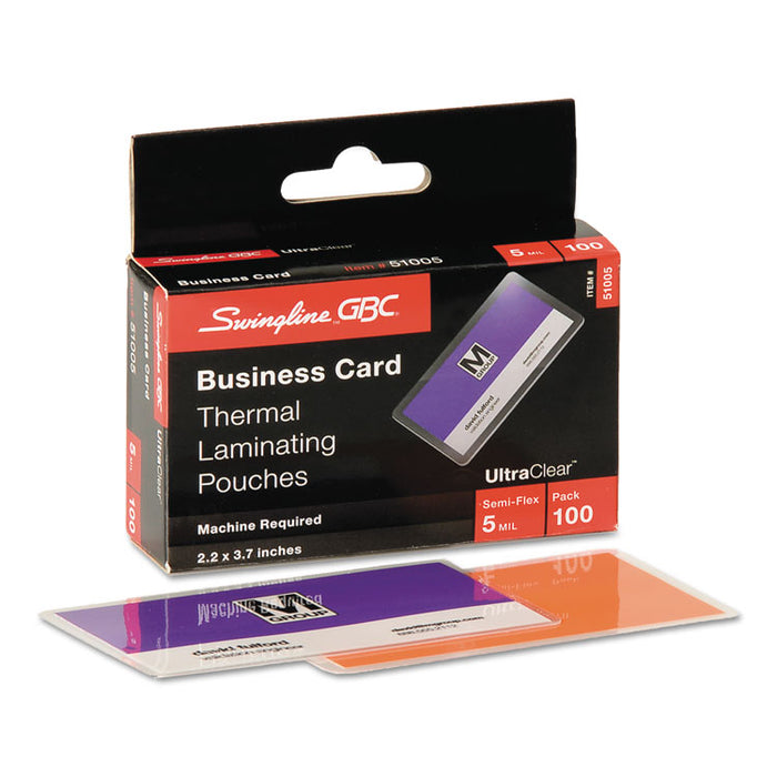 UltraClear Thermal Laminating Pouches, 5 mil, 3.69" x 2.19", Gloss Clear, 100/Box