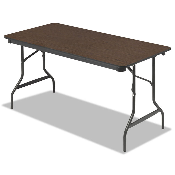 OfficeWorks Classic Wood-Laminate Folding Table, Curved Legs, 60 x 30 x 29, Walnut