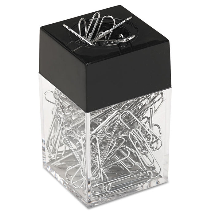 Paper Clips with Magnetic Dispenser, Small (No. 1), Silver, 100 Clips/Pack, 12 Packs/Carton