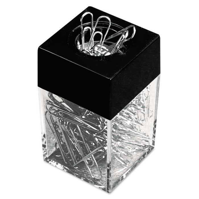Paper Clips with Magnetic Dispenser, Small (No. 1), Silver, 100 Clips/Pack, 12 Packs/Carton