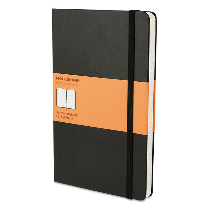 Hard Cover Notebook, Narrow Rule, Black Cover, 8.25 x 5, 192 Sheets
