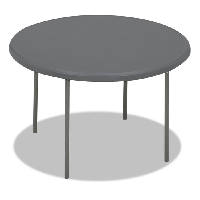 IndestrucTable Classic Folding Table, Round Top, 200 lb Capacity, 48" dia x 29"h, Charcoal