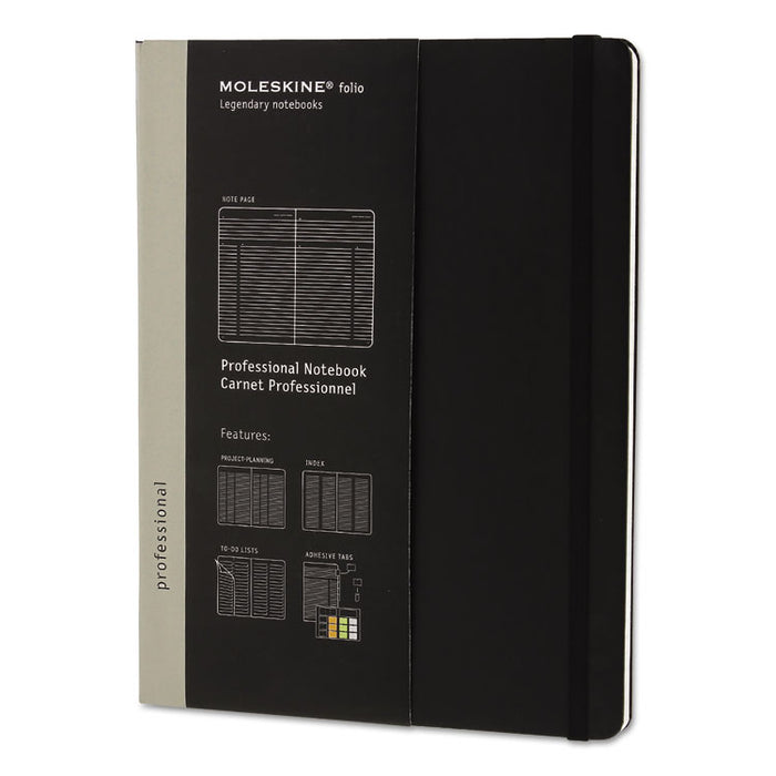 Professional Notebook, Hardcover, 1 Subject, Narrow Rule, Black Cover, 9.75 x 7.5, 192 Sheets