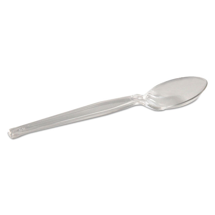 Plastic Cutlery, Heavyweight Teaspoon, Crystal Clear, 6", 1,000/Carton
