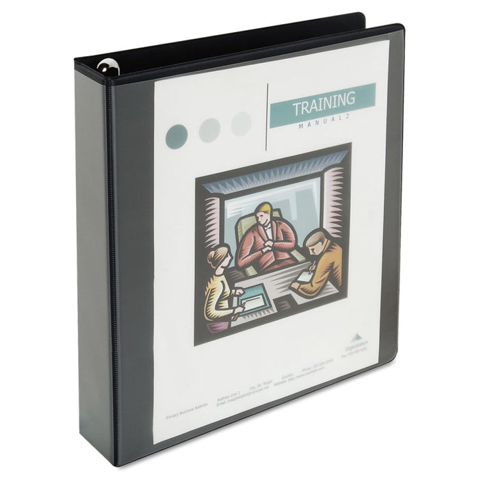 Deluxe Easy-to-Open Round-Ring View Binder, 3 Rings, 1.5" Capacity, 11 x 8.5, Black