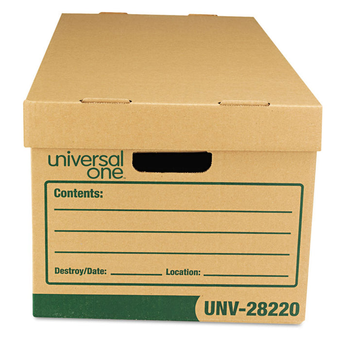 Recycled Heavy-Duty Record Storage Box, Letter Files, Kraft/Green, 12/Carton