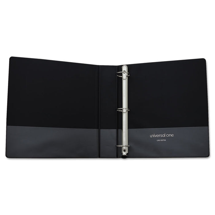 Deluxe Easy-to-Open Round-Ring View Binder, 3 Rings, 1.5" Capacity, 11 x 8.5, Black