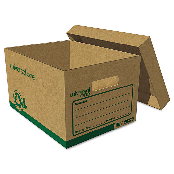Recycled Heavy-Duty Record Storage Box, Letter Files, Kraft/Green, 12/Carton