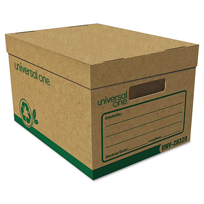 Recycled Heavy-Duty Record Storage Box, Letter Files, Kraft/Green, 12/Carton