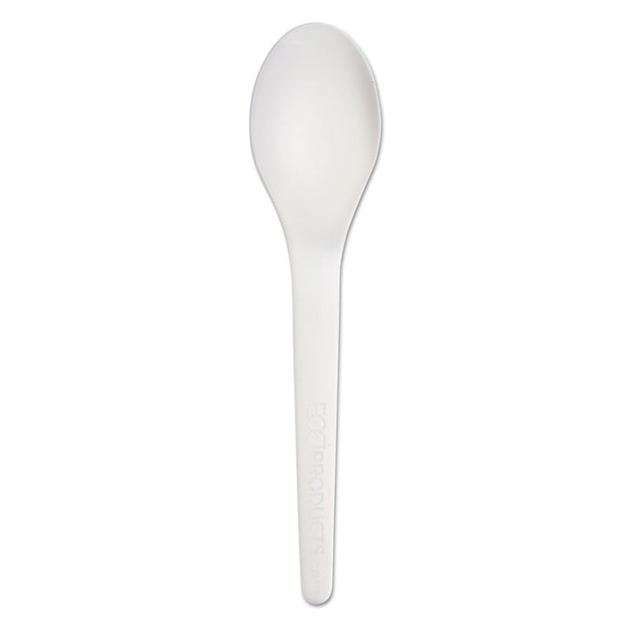 Plantware Compostable Cutlery, Spoon, 6", Pearl White, 50/Pack, 20 Pack/Carton