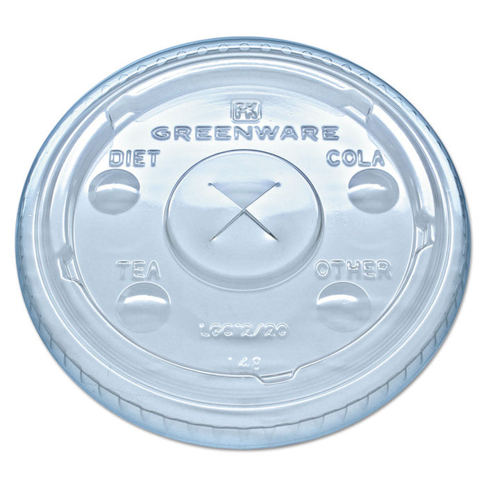 Greenware Cold Drink Lids, Fits 9, 12, 20 oz Cups, Clear, 1000/Carton