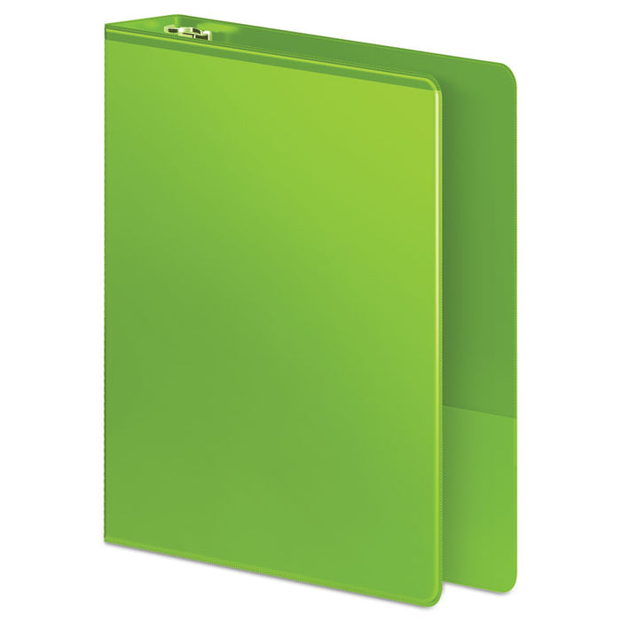 Heavy-Duty Round Ring View Binder with Extra-Durable Hinge, 3 Rings, 1" Capacity, 11 x 8.5, Chartreuse