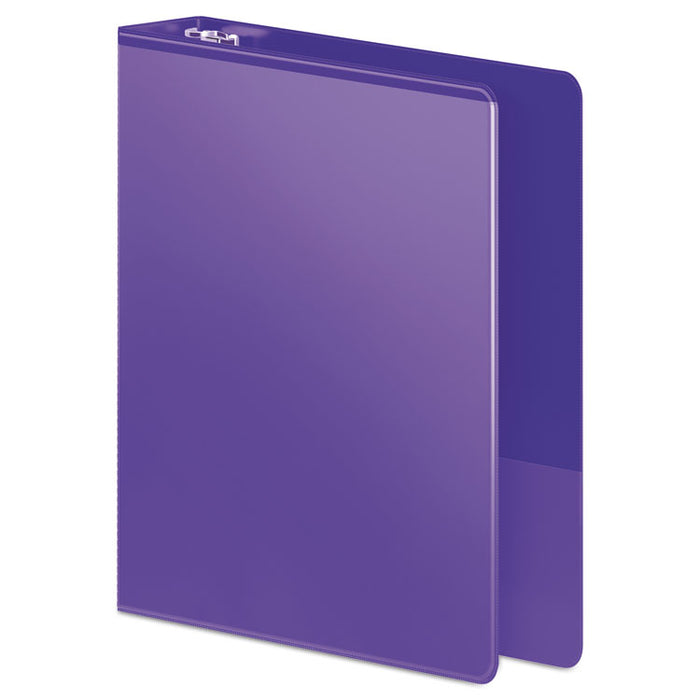Heavy-Duty D-Ring View Binder with Extra-Durable Hinge, 3 Rings, 1" Capacity, 11 x 8.5, Purple