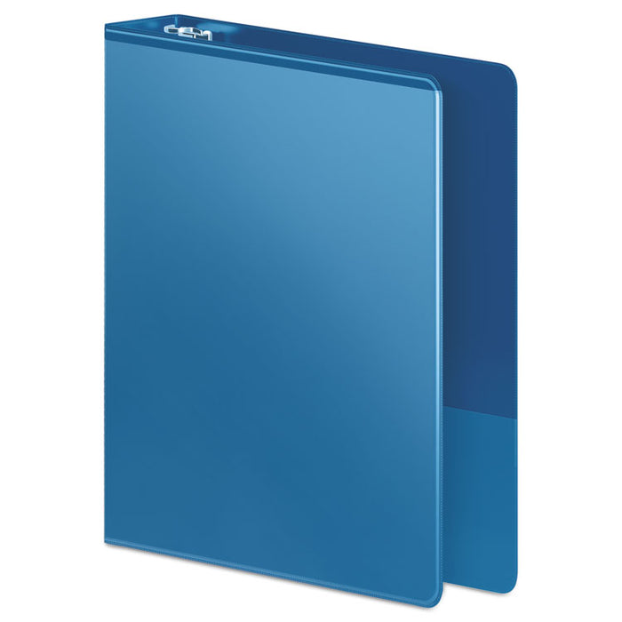 Heavy-Duty Round Ring View Binder with Extra-Durable Hinge, 3 Rings, 1.5" Capacity, 11 x 8.5, PC Blue