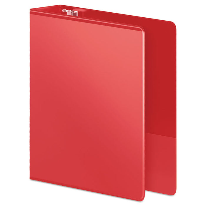 Heavy-Duty Round Ring View Binder with Extra-Durable Hinge, 3 Rings, 2" Capacity, 11 x 8.5, Red