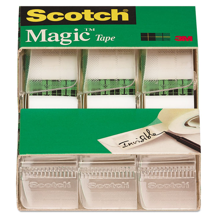 Magic Tape in Handheld Dispenser, 1" Core, 0.75" x 25 ft, Clear, 3/Pack