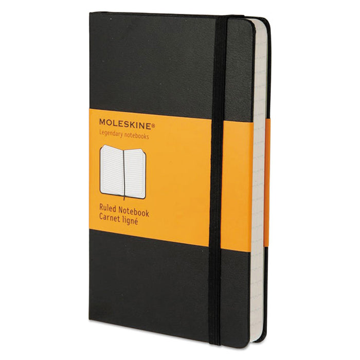 Hard Cover Notebook, Narrow Rule, Black Cover, 5.5 x 3.5, 192 Sheets
