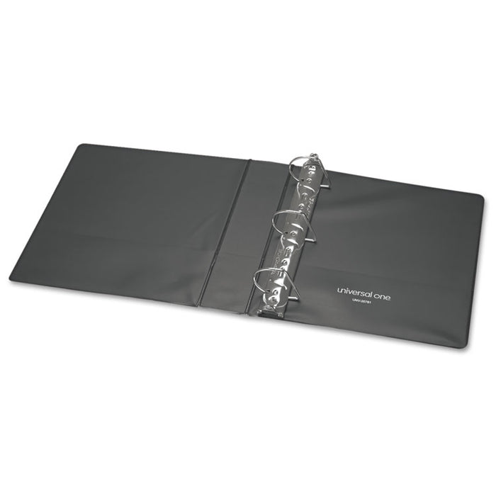 Deluxe Non-View D-Ring Binder with Label Holder, 3 Rings, 2" Capacity, 11 x 8.5, Black