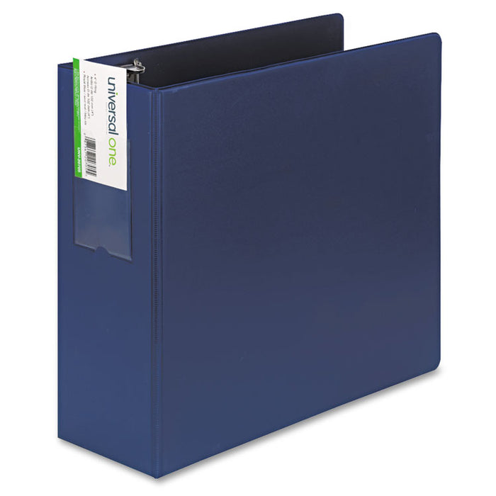 Deluxe Non-View D-Ring Binder with Label Holder, 3 Rings, 4" Capacity, 11 x 8.5, Royal Blue
