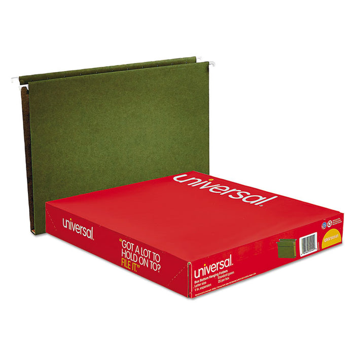 Box Bottom Hanging File Folders, Letter Size, 1/5-Cut Tab, Standard Green, 25/Box