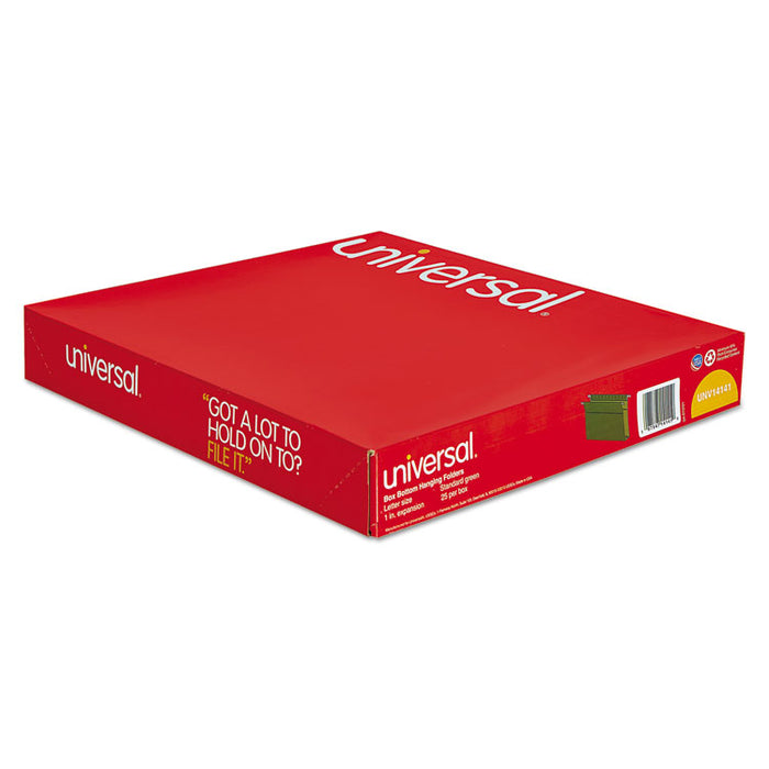 Box Bottom Hanging File Folders, Letter Size, 1/5-Cut Tab, Standard Green, 25/Box