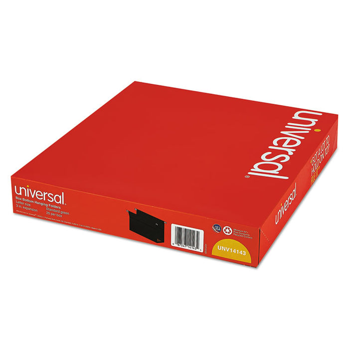 Box Bottom Hanging File Folders, Letter Size, 1/5-Cut Tab, Standard Green, 25/Box