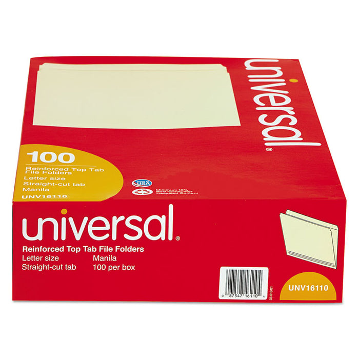 Double-Ply Top Tab Manila File Folders, Straight Tabs, Letter Size, 0.75" Expansion, Manila, 100/Box