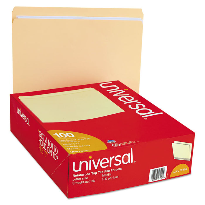 Double-Ply Top Tab Manila File Folders, Straight Tabs, Letter Size, 0.75" Expansion, Manila, 100/Box