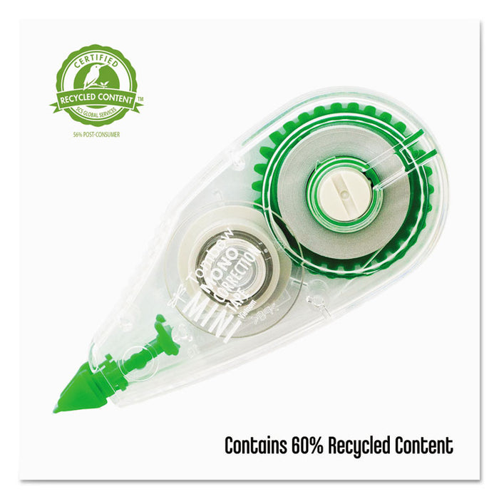 MONO Mini Correction Tape, Non-Refillable, Clear Applicator, 0.17" x 315", 10/Pack