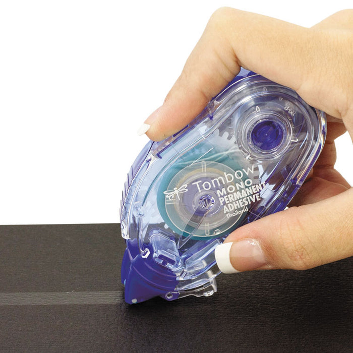 MONO Permanent Adhesive Applicator, 0.33" x 39.33 ft, Dries Light Blue