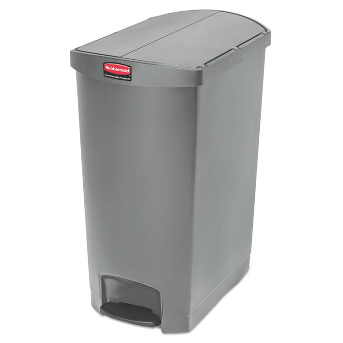 Slim Jim Resin Step-On Container, End Step Style, 24 gal, Gray
