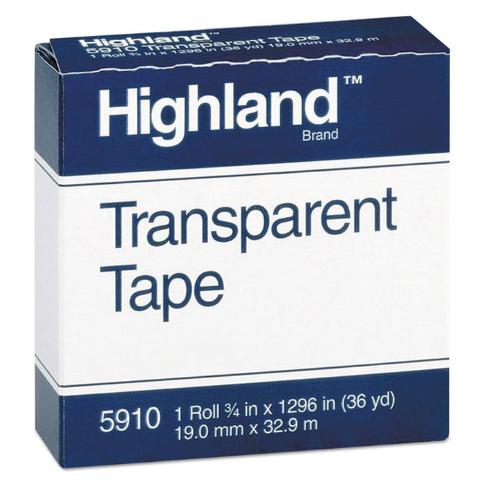 Transparent Tape, 1" Core, 0.75" x 36 yds, Clear