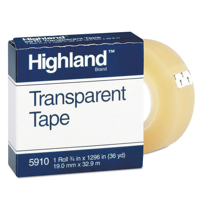 Transparent Tape, 1" Core, 0.75" x 36 yds, Clear