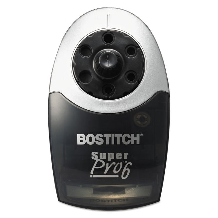 Super Pro 6 Commercial Electric Pencil Sharpener, AC-Powered, 6.13 x 10.69 x 9, Gray/Black