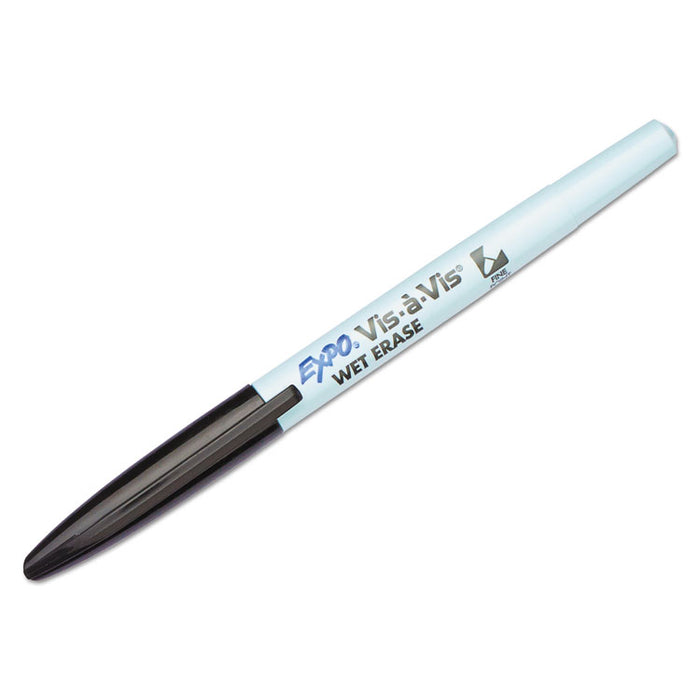 Vis-à-Vis Wet Erase Marker, Fine Bullet Tip, Black, Dozen