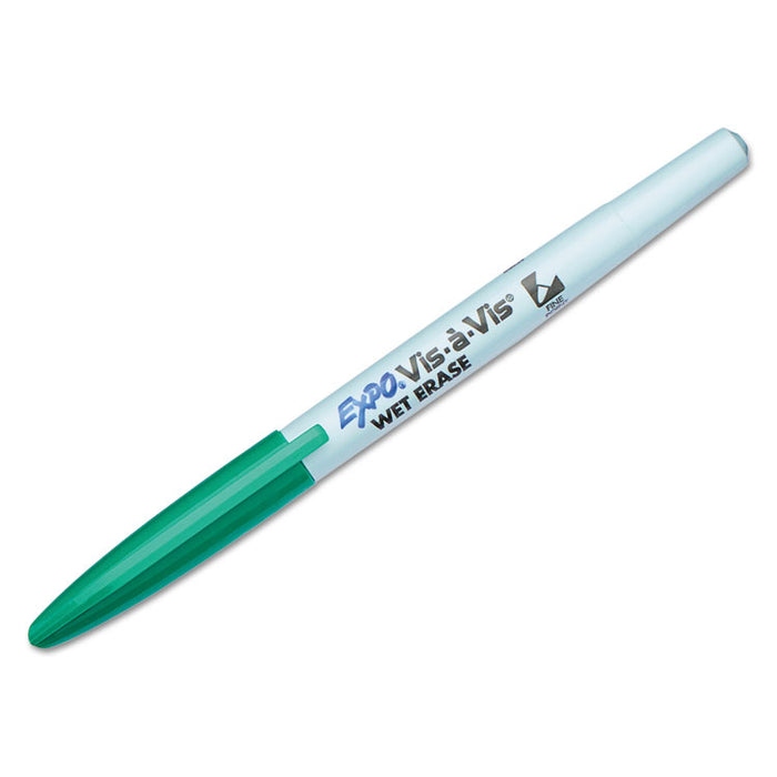 Vis-à-Vis Wet Erase Marker, Fine Bullet Tip, Green, Dozen