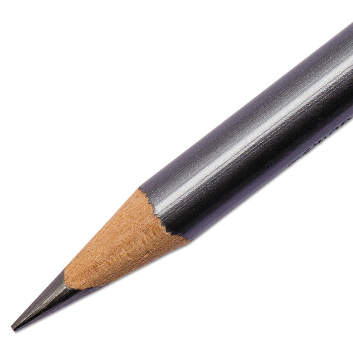 EBONY Sketching Pencil, 4 mm, 2B (#1), Jet Black Lead, Black Matte Barrel, Dozen