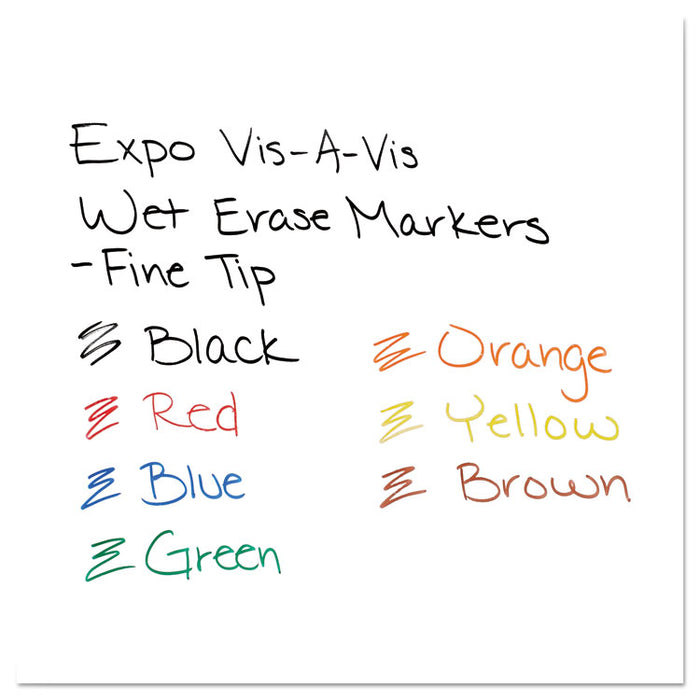 Vis-à-Vis Wet Erase Marker, Fine Bullet Tip, Assorted Colors, 4/Set