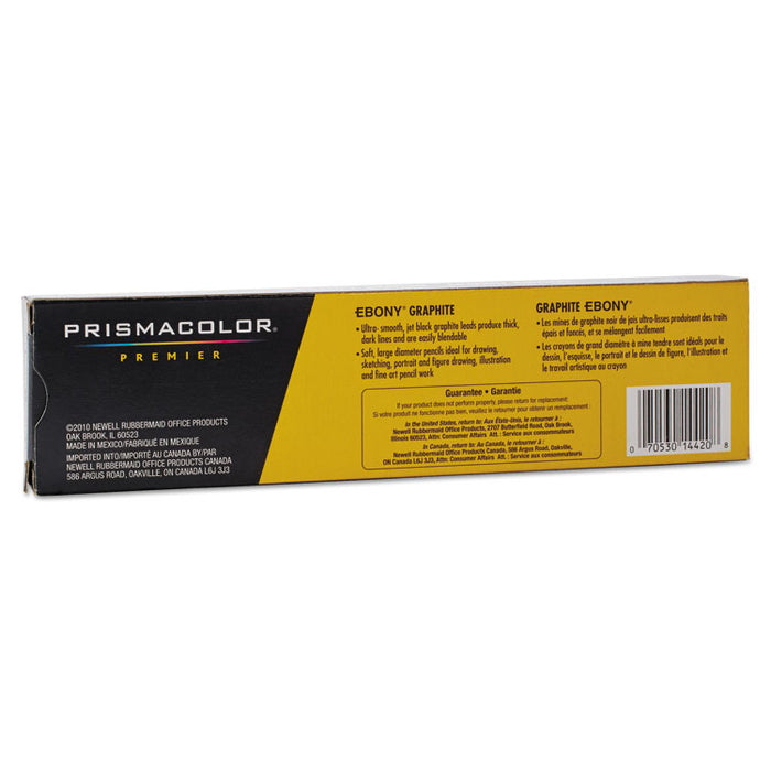 EBONY Sketching Pencil, 4 mm, 2B (#1), Jet Black Lead, Black Matte Barrel, Dozen