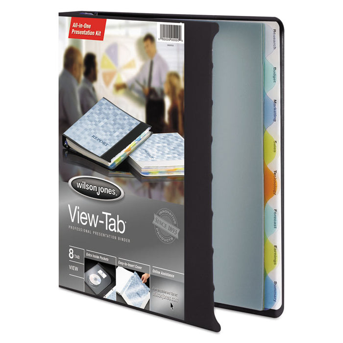 View-Tab Presentation Round Ring View Binder With Tabs, 3 Rings, 1" Capacity, 11 x 8.5, Black