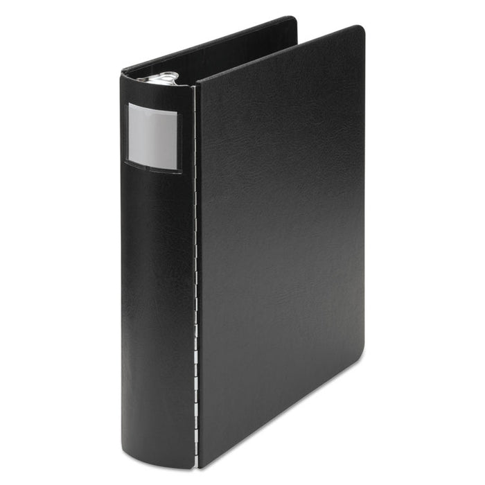 Casebound Round Ring Binder, 4 Rings, 2" Capacity, 8.5 x 14, Black