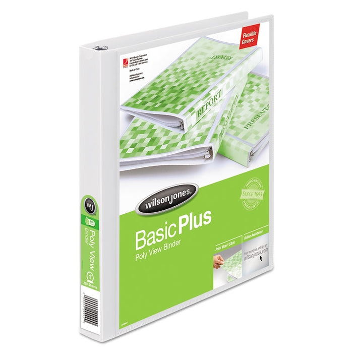 Flexible Poly Round Ring View Binder, 3 Rings, 1" Capacity, 11 x 8.5, White