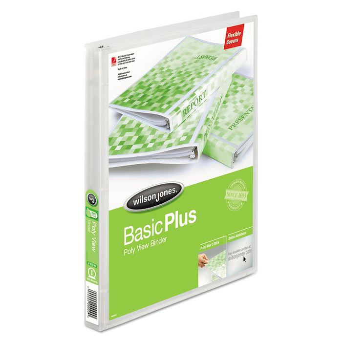 Flexible Poly Round Ring View Binder, 3 Rings, 0.63" Capacity, 11 x 8.5, Clear